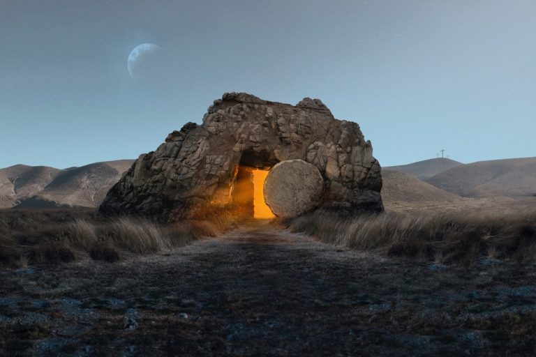 TheREDWords.website/BLOG page. A photo of a tomb with the light of the Lord shining within.