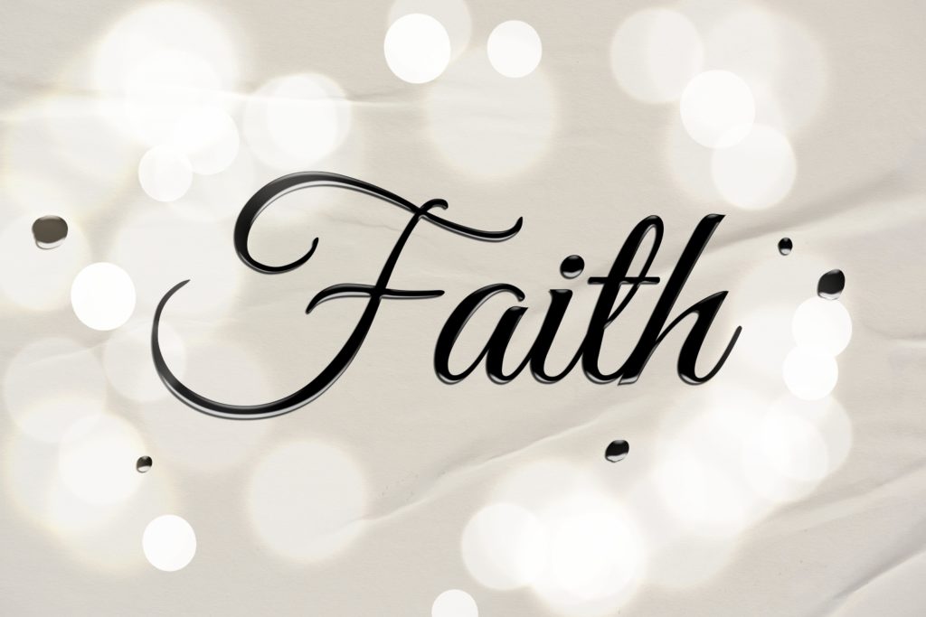 TheREDWords.website/BLOG page. A graphic illustration of the word FAITH.